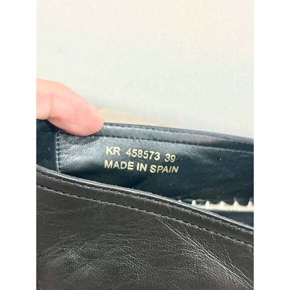 Saint Laurent Cassandre Logo-Embossed Leather Espadrilles Flat Black Women EU 39 - Picture 7 of 8